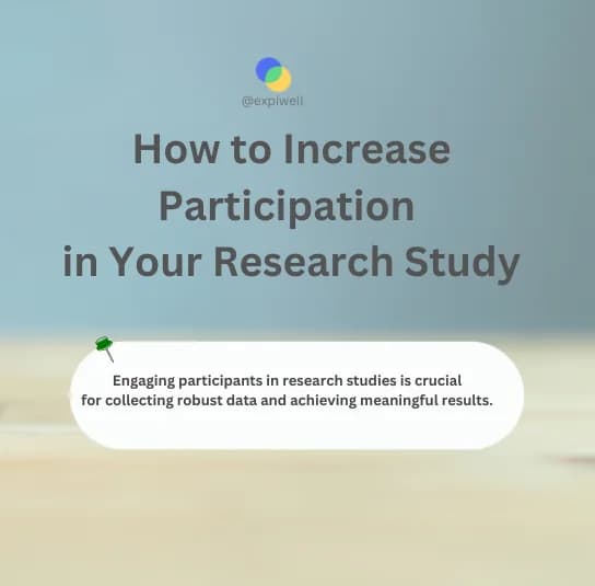 ExpiWell title card reading How to Increase Participation in Your Research Study with a pinned note on engagement