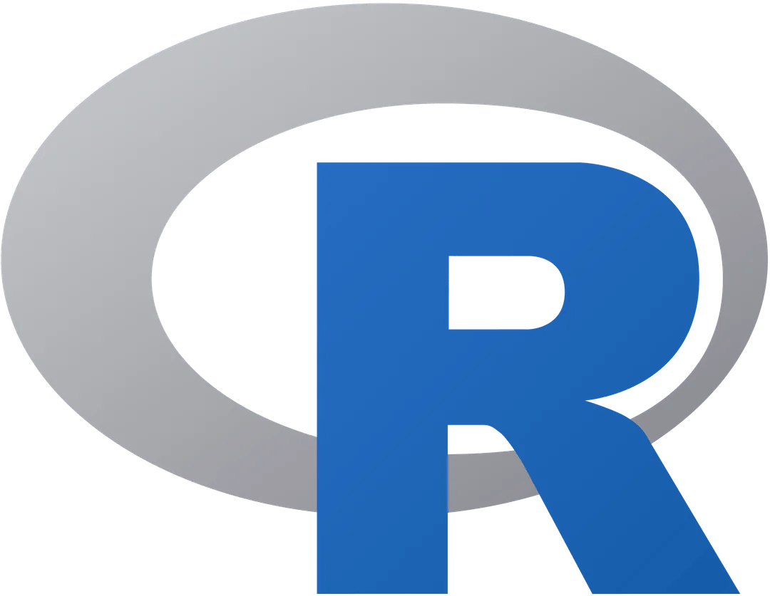 Blue and gray logo of the R statistical programming language used for handling missing ESM and EMA data