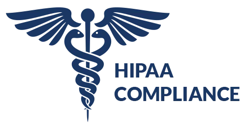 Navy caduceus medical symbol next to the words HIPAA Compliance on a white background
